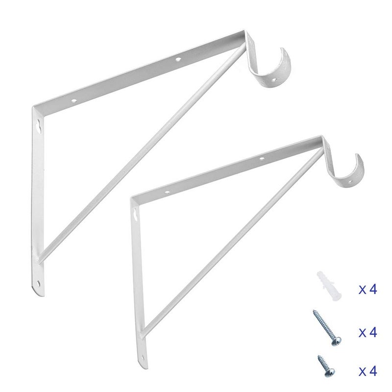 Dewell 2 Pcs Shelf and Rod Brackets, Wall Mounted Shelf Supports White,SRB300 - Image 4